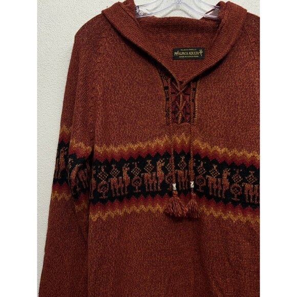 Alpaca Adulta Sweater Pullover Hoodie Alpaca Wool Small Medium Made In Peru - Picture 3 of 5